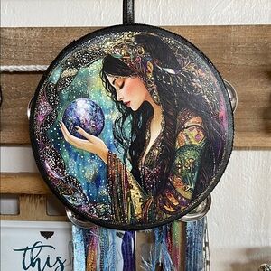 Oops Colorful Tambourine with Mystical Woman Design
